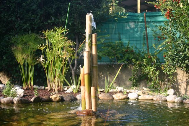 Une fontaine de bassin réalisée en bambou (1)