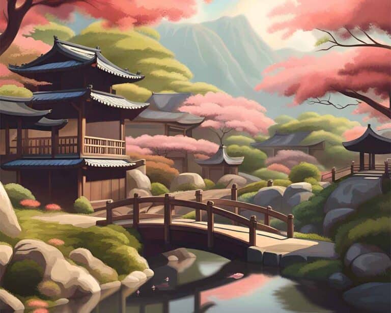 Une jolie illustration de jardin japonais