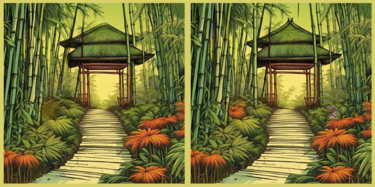 Jeux des 7 différences dans ce jardin zen japonais (format paysage)