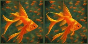 Jeu des 6 différences avec deux images de poissons rouges (paysage)