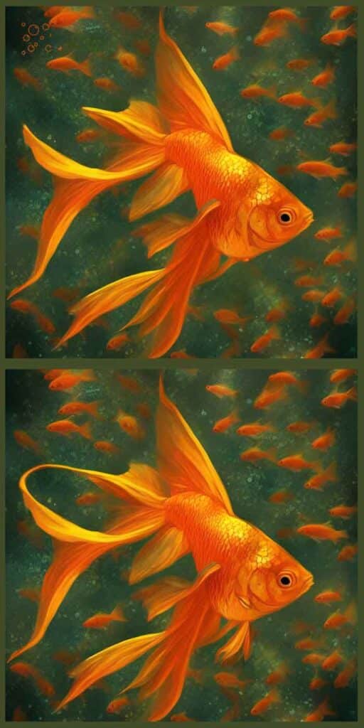 Jeu des 6 différences avec deux images de poissons rouges