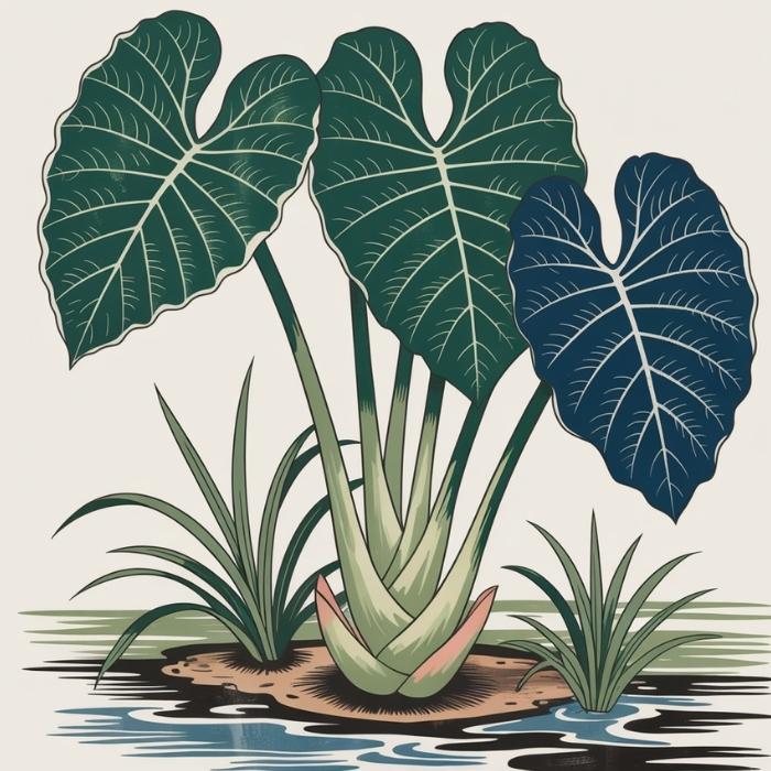 Illustration d’une Colocasia-esculenta